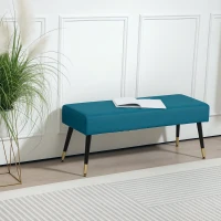 HOMCOM Banco de pie de cama banqueta acolchada en terciopelo patas de metal para dormitorio comedor sala de estar pasillo Verde(m-5)