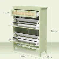 HOMCOM Zapatero para 12 Pares de Zapatos con 1 cajón extraíble 2 cajones abatibles Cómoda de Zapatos 88x30x120 cm Verde(m-3)