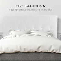 HOMCOM Testiera Letto Matrimoniale Imbottita con Design a Bottoni, in Pelle PU e MDF, 160x7x120 cm, Bianco(m-4)