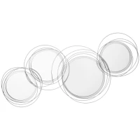 HOMCOM Conjunto de 4 espejos redondos en metal plateado 107x56 cm(m-6)