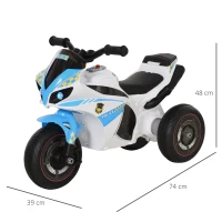HOMCOM Correpasillos para Niños Moto de Carreras con Efectos Musicales y Luminosos y Maletero de Almacenamiento Azul Blanco(m-3)
