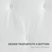 HOMCOM Testiera Letto Matrimoniale Imbottita con Design a Bottoni, in Pelle PU e MDF, 160x7x120 cm, Bianco(m-5)