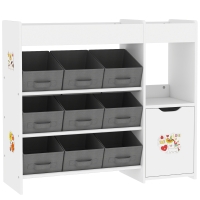AIYAPLAY Organizador de Brinquedos para Crianças com 9 Cestos Amovíveis Compartimentos e Autocolantes  92x30x80 cm Branco e Cinza