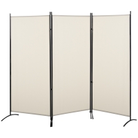 HOMCOM Biombo de 3 Paineis Separador de Ambientes Dobrável Biombo de Privacidade com 6 Pés de Metal 253x50x182 cm Bege