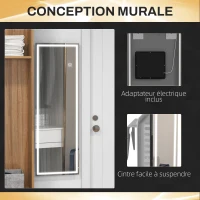 HOMCOM Espejo de cuerpo entero de pared con LED ajustable interruptor táctil vidrio grueso 4 mm 40x120x2,9 cm(m-4)