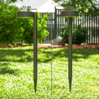 Outsunny Set 8 Faretti da Esterno a Energia Solare con Illuminazione LED a 3000K, in PP, PS e ABS, 12x10x46 cm, Nero(m-3)