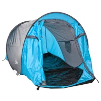 Outsunny Pop up Zelt für 1-2 Personen Campingzelt für 3 Jahreszeiten Polyester Glasfaser Blau+Grau 220 x 108 x 110 cm(m-11)