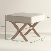 HOMCOM Reposapiés de salón otomano taburete de sofá rectangular en tela con asiento acolchado - Beige(m-3)