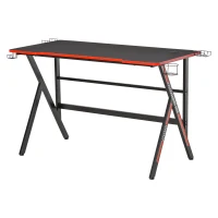 HOMCOM Escritorio gaming racing escritorio gamer escritorio informático soportes bracket para cascos altavoces portavasos metal tablero(m-7)