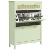 HOMCOM Zapatero para 12 Pares de Zapatos con 1 cajón extraíble 2 cajones abatibles Cómoda de Zapatos 88x30x120 cm Verde(m-6)