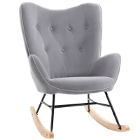 HOMCOM Sillón Mecedora Rocking Chair sillón de lactancia cómodo con estructura de madera maciza y metal para sala de estar(m-1)