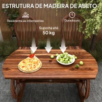 Outsunny Mesa de Jardim de Madeira 120x63x70 cm com Pernas em Forma de Roda Orifício para Chapéu de Sol Madeira Carbonizada(m-6)