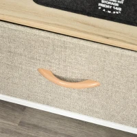 HOMCOM Mueble TV Bajo sobre Patas Estilo Industrial 2 cajones en Tela Gris Madera Natural y Metal Blanco(m-5)