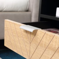 HOMCOM Mesa de noche mesa de noche estilo industrial cajón estante de metal aspecto de madera de Roble en espiga Negro(m-5)