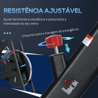 HOMCOM Bicicleta Estática com Volante de Inércia de 6,5kg Bicicleta Fitness com Assento e Guiador com Altura Ajustável Ecrã LCD e Rodas para Casa 110x52x105x120cm Preto(m-5)