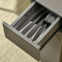 HOMCOM Mesa de comedor plegable con ruedas y almacenamiento 2 cajones y 1 armario 76x140x74 cm(m-5)