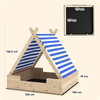 AIYAPLAY Arenero para niños Arenero con techo resistente a la intemperie para 3 niños de 3-6 años 120x120x126,5 cm(m-3)