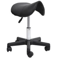HOMCOM Taburete con silla ergonómica giratoria 360° altura ajustable revestimiento sintético Negro(m-6)