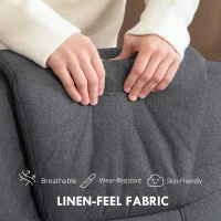 HOMCOM Swivel Recliner Chair with Footstool - Charcoal Grey Linen(m-7)