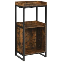 HOMCOM Estante para vino industrial estantería para 9 botellas soporte para copas de vino integrado de madera envejecida vetas(m-1)