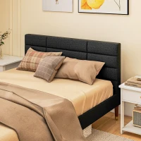 HOMCOM Marco de cama doble para 2 personas con somier de láminas y cabecero acolchado compatible con colchón 140x200 cm Negro(m-4)