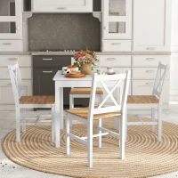 HOMCOM Conjunto de 4 sillas diseño estilo casa de campo estructura blanca - Perfectas para comedor cocina o salón(m-4)