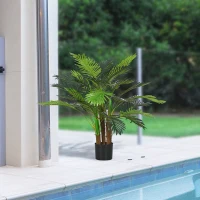 HOMCOM Palmera Artificial 1 m Árbol Artificial Tronco Ramas Lichen Hojas Gran Realismo Maceta Incluida(m-4)