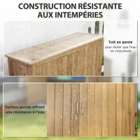 Outsunny Armoire de jardin en bois abri de jardin extérieur avec toit incliné, 2 étagères et 2 portes, 110 x 50 x 85 cm, marron(m-6)