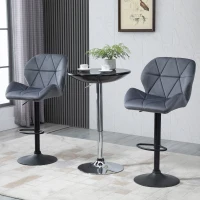 HOMCOM Conjunto de 2 Taburetes de bar con Altura Ajustable Base de Metal Asiento de Terciopelo Taburetes Altos de Cocina Giratorios(m-2)