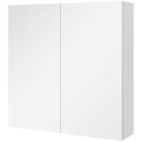 kleankin Armario de Pared de Baño con Espejo Armario de Almacenamiento 2 Puertas 3 Niveles Estante Ajustable 60x15x60 cm Blanco(m-1)