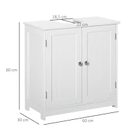 kleankin Mueble de baño bajo lavabo - mueble de lavabo - armario 2 puertas con estante - 60x30x60 cm - de madera blanca(m-3)
