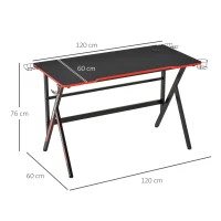 HOMCOM Escritorio gaming racing escritorio gamer escritorio informático soportes bracket para cascos altavoces portavasos metal tablero(m-3)