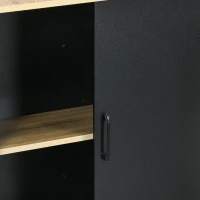 HOMCOM Mesa auxiliar de cocina con 2 estantes abiertos 1 armario puertas correderas portacuchillos 114,5x70x90 cm Negro(m-5)