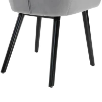 HOMCOM Conjunto de 2 Sillas de comedor silla de cocina sillas de salón escandinavas Patas cónicas de madera negra - Terciopelo Gris(m-4)