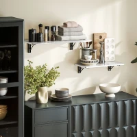 HOMCOM Set di 2 Tavoli Pieghevoli da Parete, in Legno, per Cucina, Sala da Pranzo, Ufficio, Bianco Lucido(m-4)