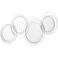 HOMCOM Conjunto de 4 espejos redondos en metal plateado 107x56 cm(m-7)