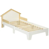 HOMCOM Cama para niños - estructura lecho con cabeza de cama casa y somier de lamas incluido - 90x190 cm - pino macizo Blanco(m-1)