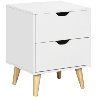 HOMCOM Mesa de Noche Mesa de Noche Estilo Escandinavo 2 Cajones Blanco y Efecto Madera - 40x35x50,5 cm