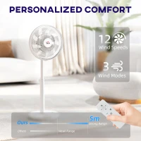 HOMCOM Pedestal Fan with Oscillating, Tilt, Adjustable Height, White(m-5)