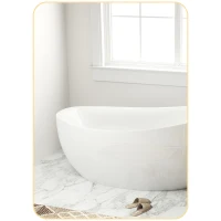 HOMCOM Espejo de Pared Espejo de Baño Rectangular con Marco de Aleación de Aluminio Dorado para Dormitorio Sala de Estar 50x70 cm(m-6)