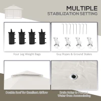 Outsunny Opvouwbare paviljoen, verstelbare hoogte, 4 netwanden, ventilatiedak, draagtas, snelle montage, 4 x 4 x 3 m, crèmekleurig(m-7)