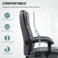 HOMCOM Executive Office Chair with 6-point Massage and Heat - Light Grey(m-5)