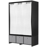 HOMCOM Armario penderie armario de almacenamiento con barra cortina 3 nichos y 3 cajones de tela extraíbles 105x48x160 cm(m-7)