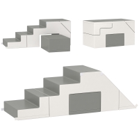 HOMCOM Juego de Escalada y Deslizamiento para Niños, fomenta la Motricidad, Cuero Artificial, Espuma EPE, 86x49x47 cm, Gris