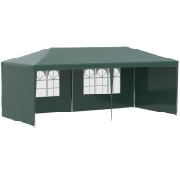 Outsunny Tenda para Festas com 4 Paredes Laterais 2 Janelas e Estrutura de Aço 585x295x255 cm Verde