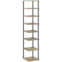 HOMCOM Zapatero Mueble para zapatos de 8 niveles Mueble de Almacenamiento con marco de metal - 28x26x125 cm(m-7)
