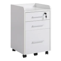 HOMCOM Archivador de oficina con ruedas 3 cajones 1 con llave MDF paneles de partículas Blanco(m-6)