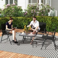 Outsunny Four-Piece Metal Garden Sofa Set - Black(m-2)