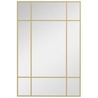 HOMCOM Espelho de Parede Retangular 90x60 cm com Moldura de Metal Espelho Decorativo para Sala Quarto Entrada Dourado
