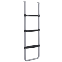 SPORTNOW Escada para Trampolim de Aço Escada para Trampolim de 3 ou 2 Degraus com 2 Ganchos Capacidade 120 kg 110x32 cm Prata